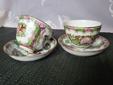 kuhinjski set: Fildzani Hong Kong rucno oslikani,porcelanski 1950g+. Fildzani bez — 1