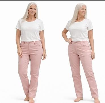 Ženska obuća: Ženske pantalone u puder‑roze boji - Klasican kroj ravnih nogavica — 2