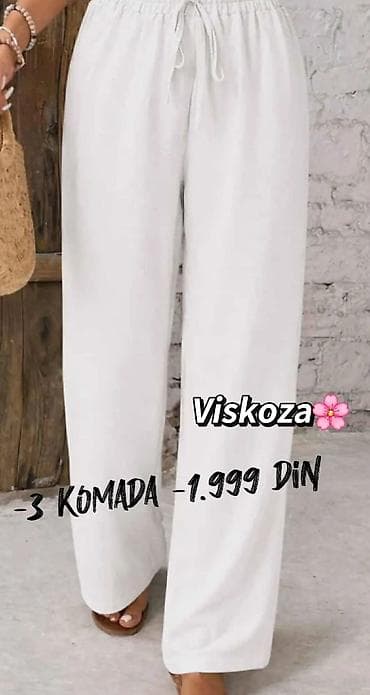 torbe sa stampom: Ženske široke pantalone od viskoze - Materijal: viskoza (lagana — 9