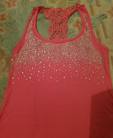 mrezaste pantalone sa cirkonima: Roze majica sa cirkonima. Elegantna, atlet model, na bretele. Sa — 4