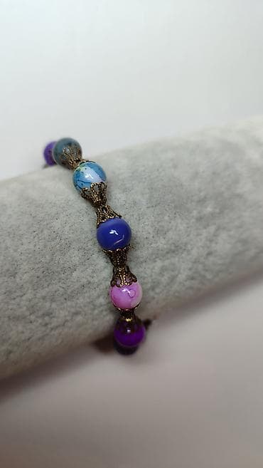 baletanke za folklor: Narukvica sa perlama u više boja - Rukotvorina sa okruglim perlama u — 2