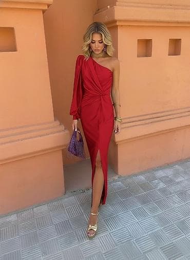 wish haljine: ✅Elegantna jednoramena midi/duga haljina sa čvor-naborima ✅2700 din S — 1