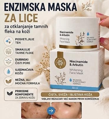 ✨ ENZIMSKA MASKA ZA LICE – NIACINAMID & ARBUTIN Maska namenjena