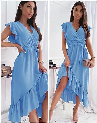 Lepota i nega: Ženska midi haljina s preklopom i volanima Univerzalna veličina - — 1