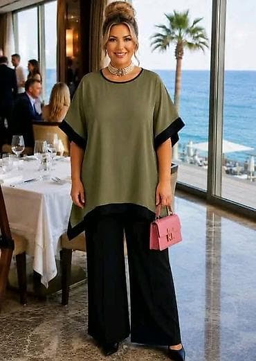 torba coco chanel: Ženska modna komplet-trenerka (tuniko-bluza + široke pantalone) - — 1