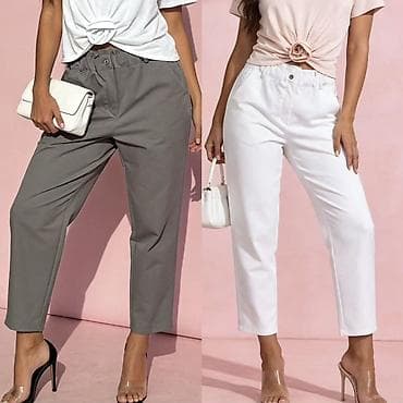 torbe od teksasa: ✅Ženske ravne pantalone sa elastičnim pojasom - Kroj: ravne nogavice — 2