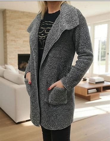 kais za jakne: Ženska jakna/kaput od meke „teddy“ tkanine – siva - Topla, prijatna i — 4