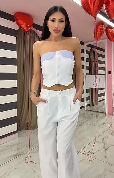 cropp pantalone: ✅Ženski komplet – strapless korset top i široke pantalone
✅3000 din — 2