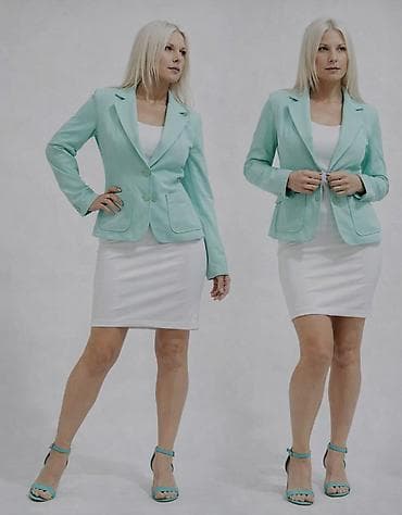 midi suknja: Ženski blejzer u mentol zelenoj boji - Kroj: strukirani sako sa — 1