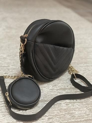 providna torba: Okrugla crna torba preko ramena sa dodatnom mini torbicom - Dizajn — 2