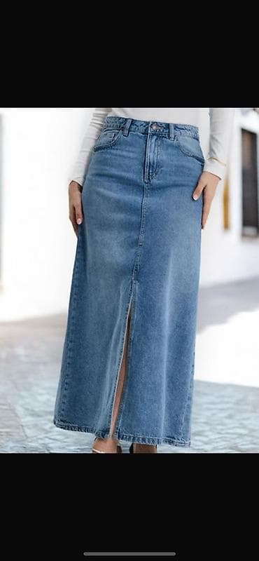 Venčanice i aksesoari: Džins midi suknja sa dubokim prednjim šlicem. Klasican petodžepni kroj — 1