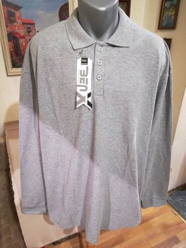 trikotazne pantalone: Nova velika muska pamucna kosulja sa kragnom Benx Svetlo-siva 4XL — 1