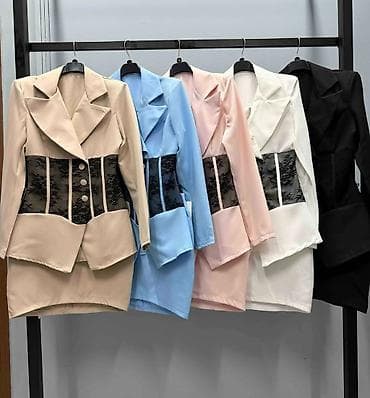 pull and bear suknje: Ženski komplet – sako sa ugrađenim korsetskim pojasom i mini suknjom — 3