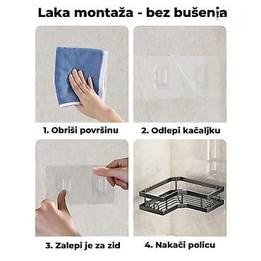 stalak za ikone: Ugaone tuš-police set (5 komada) ✅ Bez bušenja - brza montaža ✅ — 7