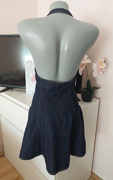 bts haljine: Haljina od teksasa sa halter izrezom - Materijal: tamni denim — 5