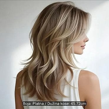 torbe doca: Slojevita perika srednje dužine – boja: platina, dužina: 45,72 cm (18 — 1