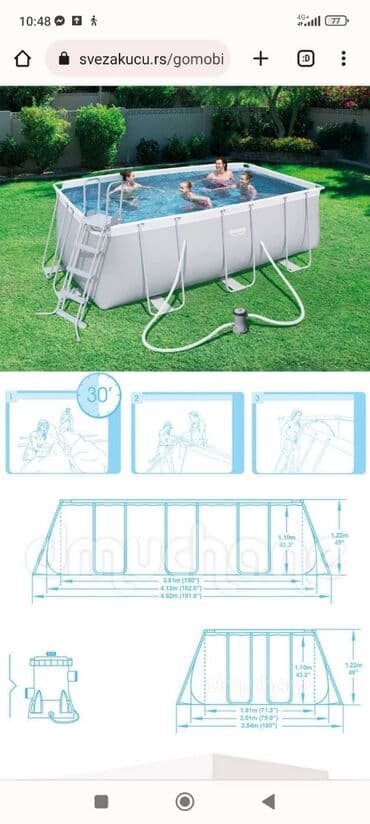 mali bazen: Pravougaoni Bazen Sa Čeličnom Konstrukcijom 412x201x122 cm BestWay — 1