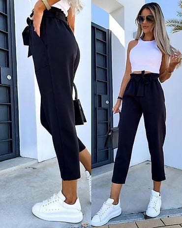 crne sandale platforma: ✅Ženske visoko strukirane pantalone sa kaišem-2000 din — 1