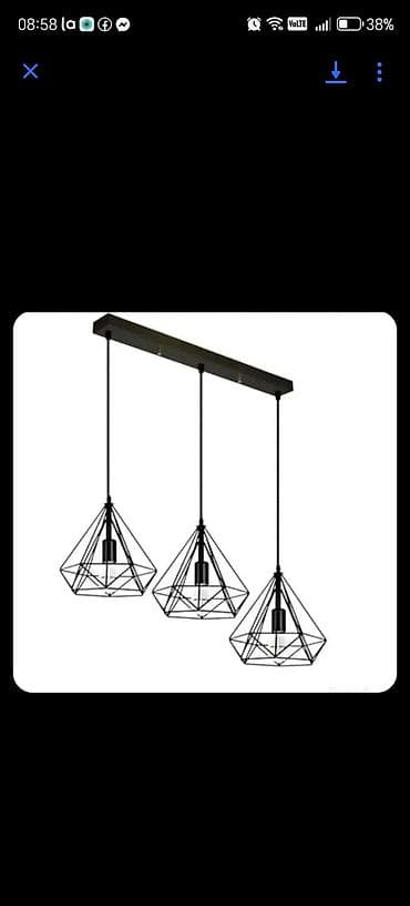 plafonske lampe: Moderan visilica luster sa tri svetla – geometrijski kavez dizajn - — 1