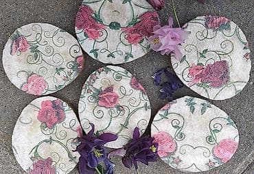 krevete i ugaonici: Ručno rađeni podmetači za čaše – setovi sa floralnim i tropskim — 4