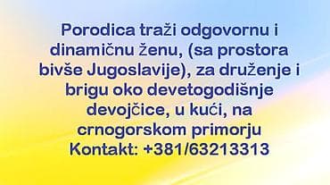 Porodica traži odgovornu i dinamičnu ženu, (sa prostora bivše na lalafo.rs Porodica traži odgovornu i dinamičnu ženu, (sa prostora bivše