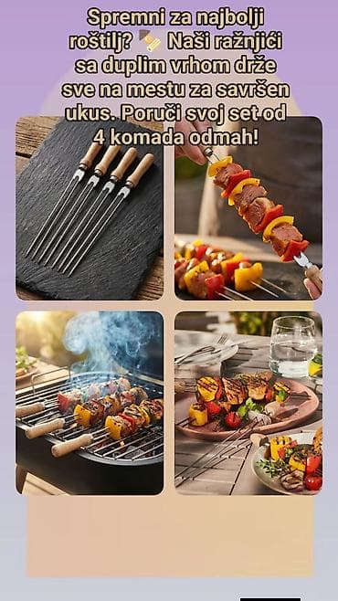 Set ražnjića sa duplim vrhom – 4 komada - Dizajn sa duplim vrhom