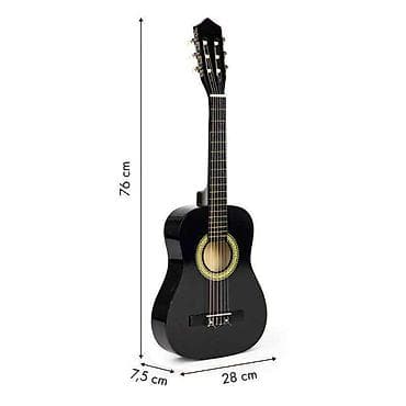 Kreativne i edukativne igračke: VELIKA DRVENA GITARA ZA DECU – CRNA Šifra proizvoda — 6