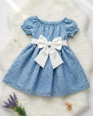 Dečija svečana čipkana haljina - Boja: pastelno plava - Materijal na lalafo.rs Dečija svečana čipkana haljina - Boja: pastelno plava - Materijal