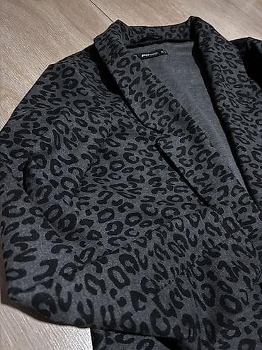 sorc m: Ženski kardigan/blejzer sa animal printom (leopard), tamnosiva podloga — 3