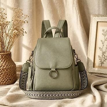 Ženski ruksak/torba – boja sage green - Materijal: premium koža u