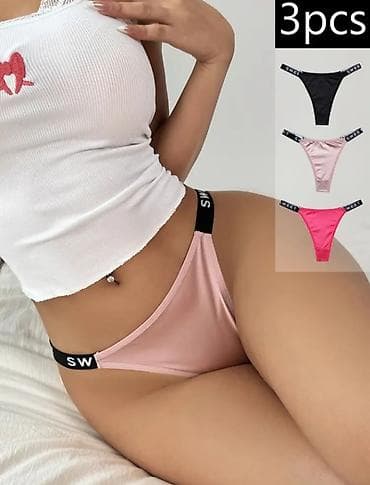 Gaćice: Ženske gaćice – tanga/bikini u 3 različite boje, kroj sa elastičnim — 5