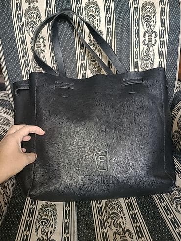 tesna koza: Torba Festina – crna shopper/tote torba - Materijal: koza - Boja — 4