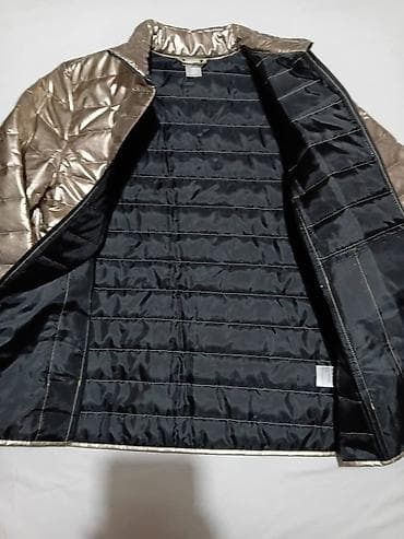 mantili za prolece: Ženska lagana jakna, metalik zlatne boje xl/xxl - Model: prošivena — 4