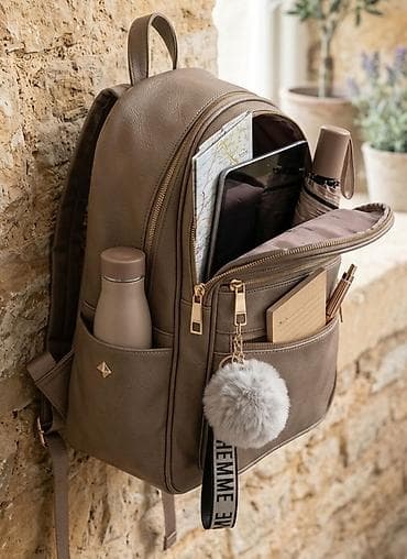 tunike moderne: Moderan ženski ranac – taupe/smeđa nijansa - Materijal: mekana — 1