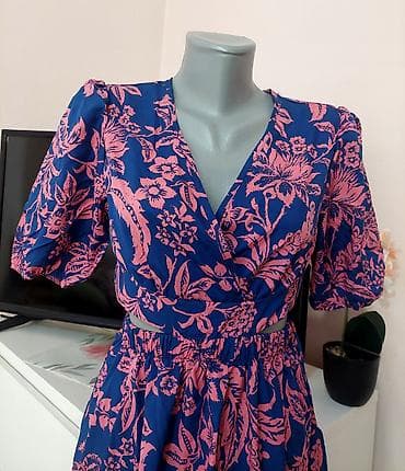 sorc m: Letnja midi haljina sa floralnim printom - Boja: tamno plava osnova — 3