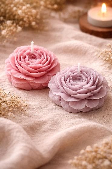 Sobne biljke: Dekorativne ručno rađene sveće u obliku ruže - Dizajn: verno — 1