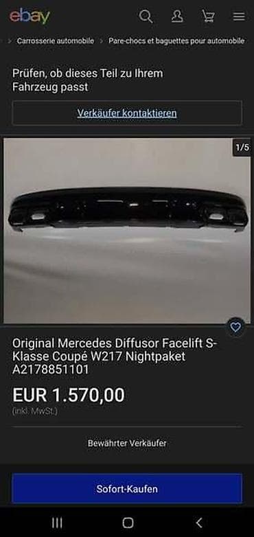 delovi: SPOJLER ZADNJEG BRANIKA W217 ZA MERCEDES BENZ S 220, S 250, S 260 — 5