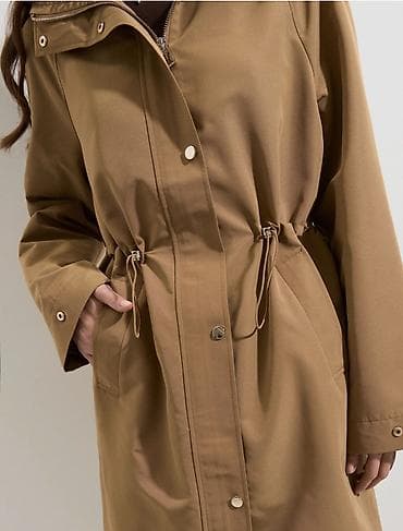parka s: Ženska parka/jakna sa kapuljačom – karamel/bež boja - Kroj do kolena — 3