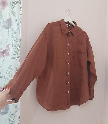 Košulje: Košulja od rustično braon tkanine, dugi rukavi - Kroj — 3