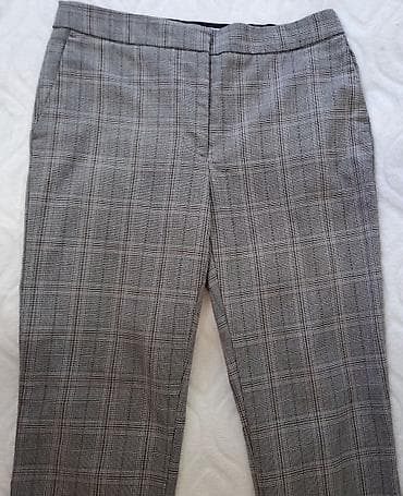 farmerke kragujevac: ZARA BASIC ženske pantalone – pepito/karirani dezen u sivoj nijansi — 3