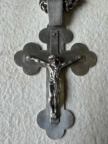 swatch satovi cene: Masivan srebrni lanac sa krstom 925 (61.7g, 57.5cm) Prodajem masivan — 7