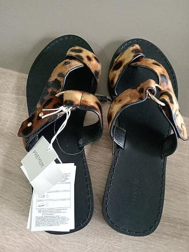 papuce kozne: Ženske kožne sandale sa animal printom (leopard), Premium linija. - — 4
