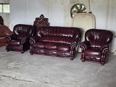 krevet trosed: Kožni garnitura – bordo - Sastav: trosed sa tri jastuka za sedenje + — 8