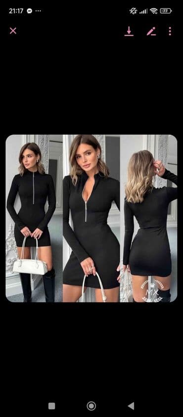 Dresses: Adrixx L, color - Black, Long sleeves — 1
