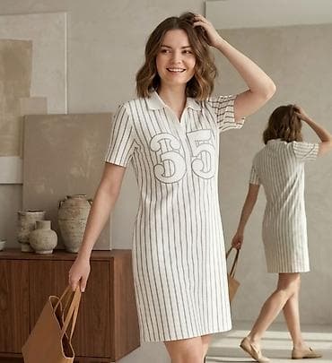 planika obuca deca: Prugasta polo haljina sa brojem 55 - Model: ravna mini haljina sa — 1