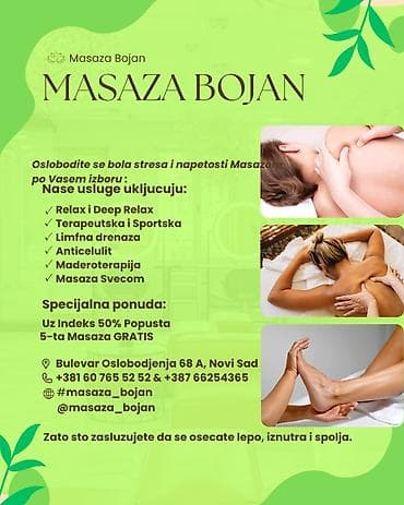Reklamiranje, štampanje: Masaza Bojan – profesionalne masaže po vašem izboru Usluge: - Relax i — 7