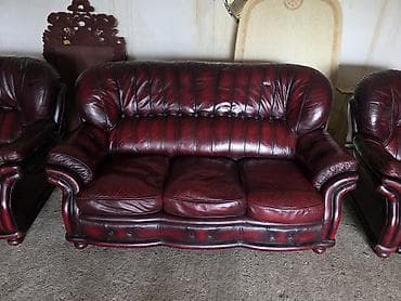 krevet trosed: Kožni garnitura – bordo - Sastav: trosed sa tri jastuka za sedenje + — 5