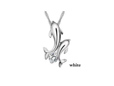 Privesci za nakit: Lancic - Delfin sa kristalom - Posrebro Delfin sa kristalom, idealna — 1