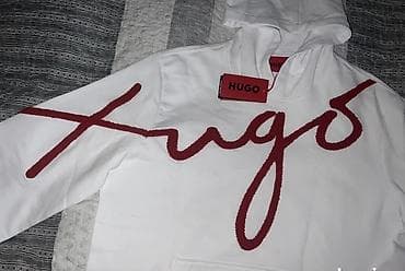fred perry majice: HUGO Mens Dokapi Cotton-Terry Hoodie with Oversized Logo vel. XL NOVO — 3