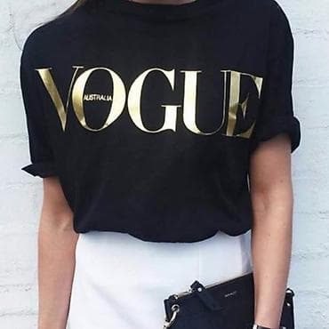 Women's T-shirts and tops: Majice sa natpisima trendi basic modeli. Sira majica sa okruglim — 5